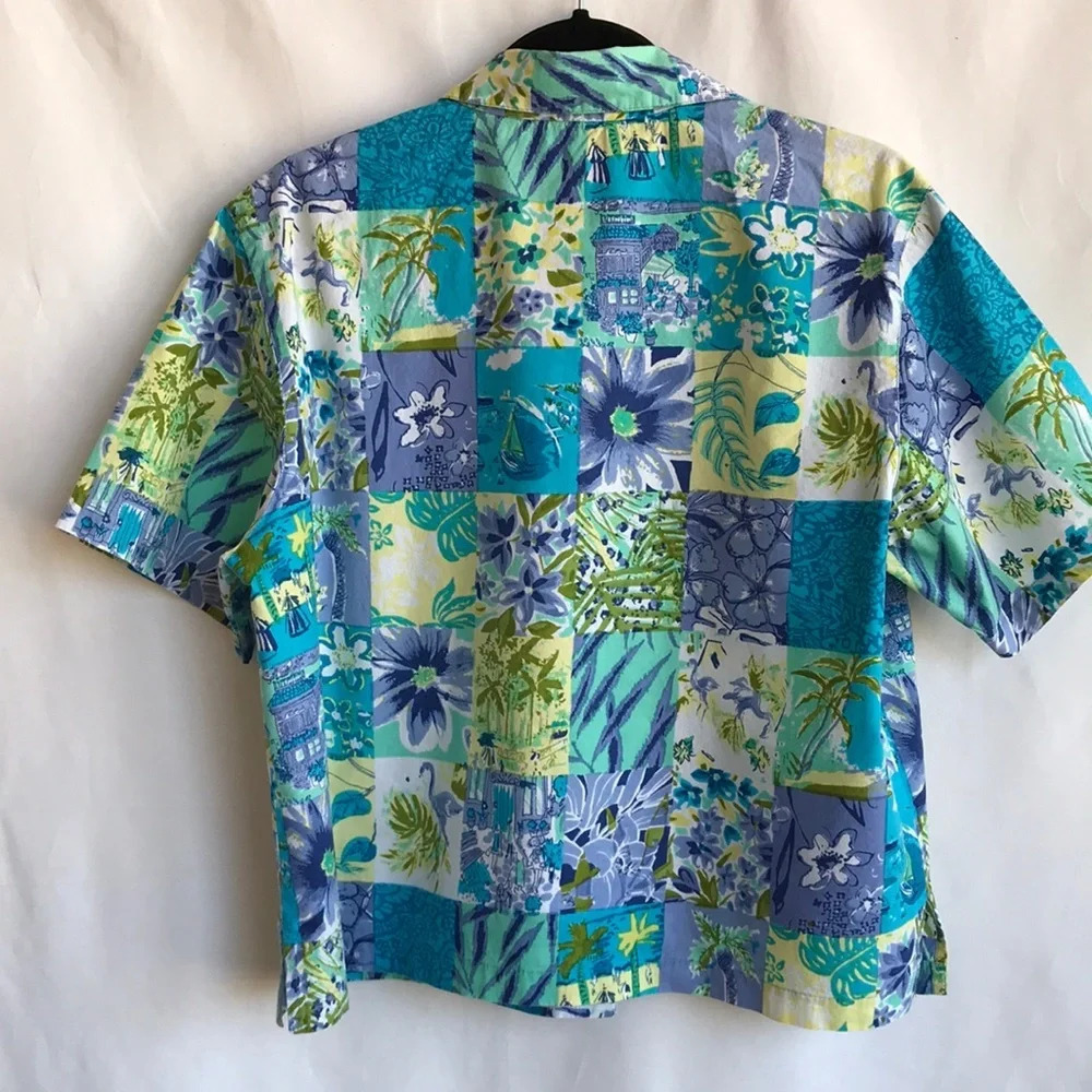 Sara Studio Pretty Patchwork Print Button-Up Top - image 7